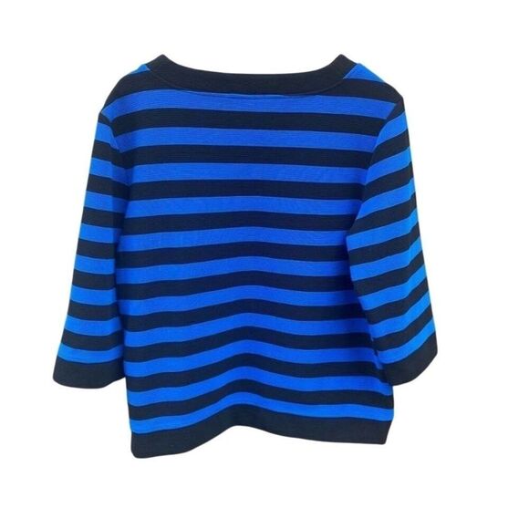 Karl Lagerfeld Paris Front Pockets Striped Textured Top L Multicolor Nautical - Picture 2 of 5